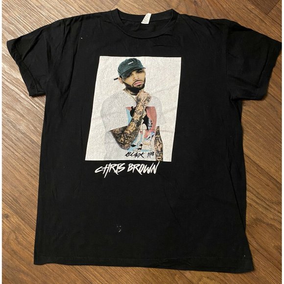 Chris Brown Shirt Adult Mens Black Pyramid Large - Picture 1 of 4